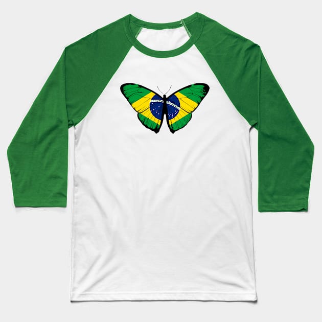 Vintage Brazil Butterfly Moth | Pray For Brazil and Stand with Brazil Baseball T-Shirt by Mochabonk